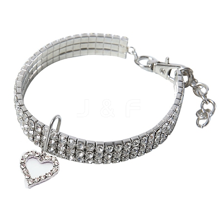 Adjustable 3-Row Alloy Rhinestone Cup Chain Pet Collars PW-WG89856-08-1