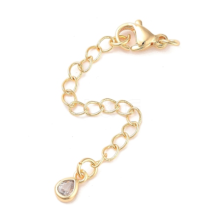 Brass with Cubic Zirconia Chain Extender KK-B102-41G-1