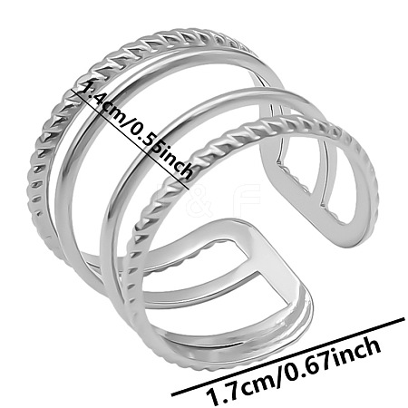 Minimalist Hollow 304 Stainless Steel Cuff Rings IP0850-1-1
