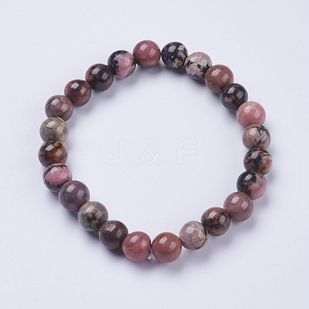 Natural  Rhodonite Beaded Stretch Bracelets BJEW-I253-8mm-26-1