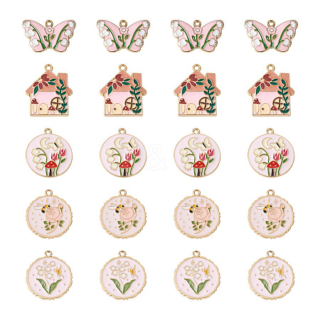 Yilisi 20Pcs 5 Style Rack Plating Alloy Enamel Pendants ENAM-YS0001-09-1