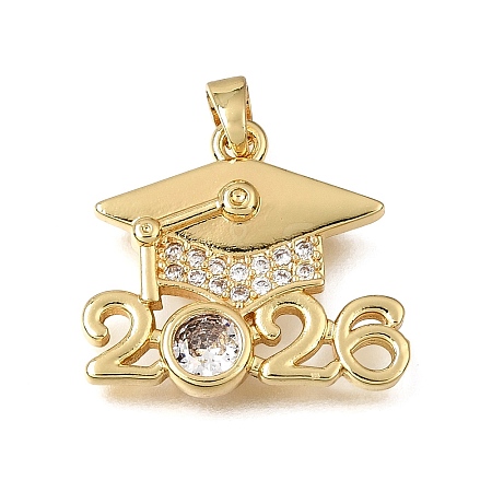 Brass Micro Pave Clear Cubic Zirconia Pendants KK-CBAA632-30G-1