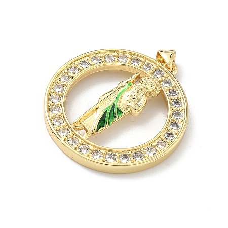 Brass Micro Pave Cubic Zirconia Pendants KK-H537-27A-G-1