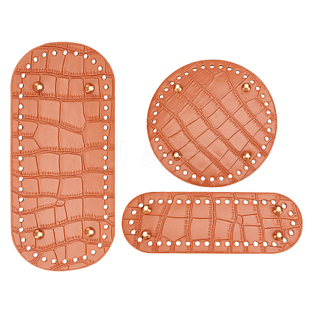 3Pcs 3 Style PU Leather Flat Round Bag Bottom FIND-WR0004-43B-1
