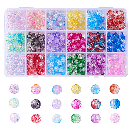 450Pcs 18 Colors Gradient Color Transparent Crackle Acrylic Beads MACR-CJ0001-15-1