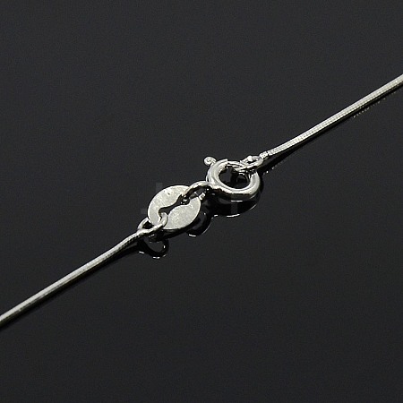 Anti-Tarnish Trendy Unisex Rhodium Plated 925 Sterling Silver Snake Chain Necklaces STER-M034-B-08-1