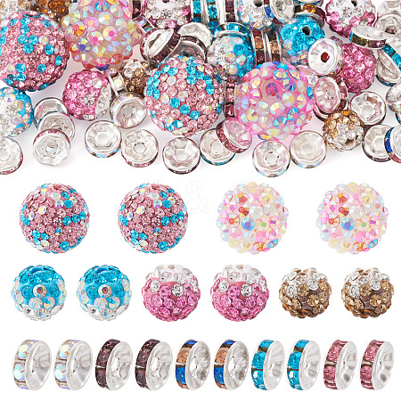 66Pcs 5 Styles Polymer Clay Pave Rhinestone Beads DIY-TA0013-93-1