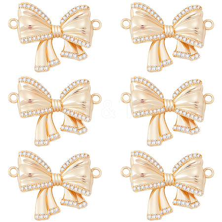 8Pcs Brass Micro Pave Clear Cubic Zirconia Connector Charms KK-BBC0018-59-1