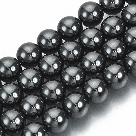 Non-magnetic Synthetic Hematite Beads Strands G-Q892-8mm-1