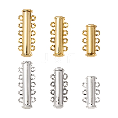 6Pcs 6 Styles Multi-Strand Brass Magnetic Slide Lock Clasps Set KK-FS0001-22-1