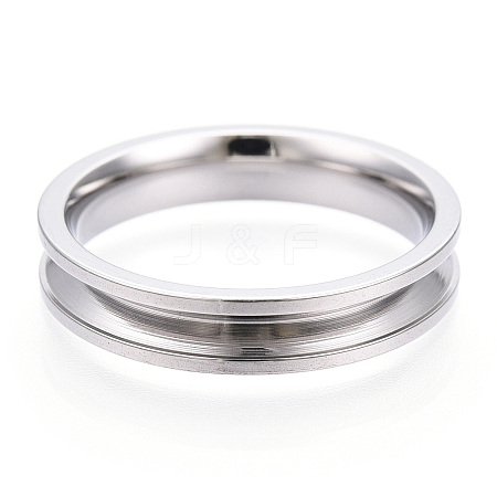 201 Stainless Steel Grooved Finger Ring Settings STAS-WH0039-11C-P-1