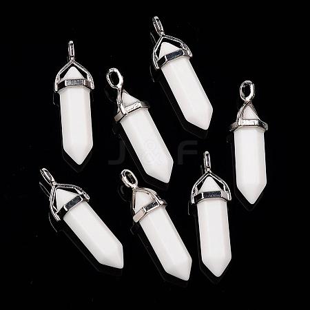 Bullet Imitation Jade Glass Pointed Pendants G-F295-01G-1