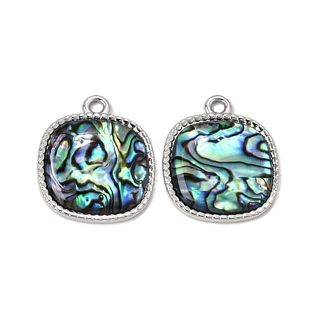 304 Stainless Steel & Natural Paua Shell Pendants SH-CBA7184-01A-P-1