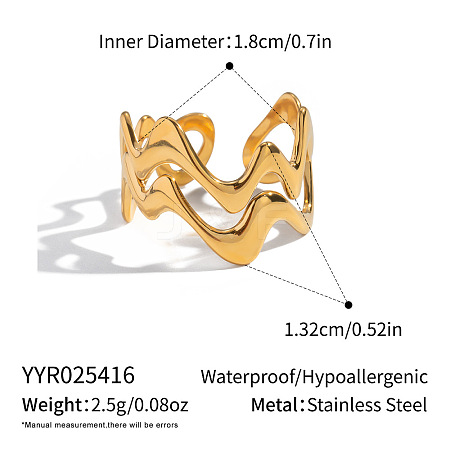 304 Stainless Steel Cuff Open Rings for Women LW2471-1-1