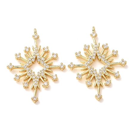 Brass Micro Pave Clear Cubic Zirconia Pendants CU-CBA2907-04A-G-1