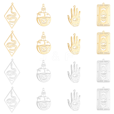 DICOSMETIC 16Pcs 8 Style 201 Stainless Steel Pendants STAS-DC0010-09-1