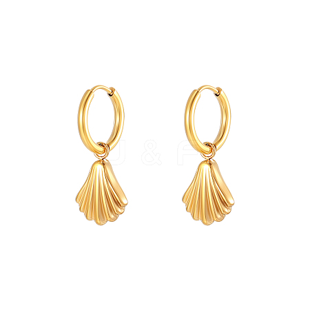 Stainless Steel Shell Shape Dangle Earrings for Women HK0128-1-1