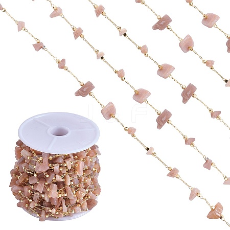 Natural Sunstone Chips Beaded Chains CHC-SZ0001-62D-1