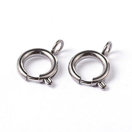 Tarnish Resistant 304 Stainless Steel Smooth Surface Spring Ring Clasps X-STAS-D149-04-1