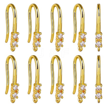 10 Pair Brass Micro Pave Clear Cubic Zirconia Earring Hooks ZIRC-SZ0004-99-1