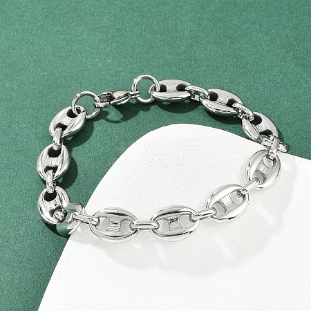304 Stainless Steel Link Chain Bracelets for Women Men BJEW-Z143-25P-1
