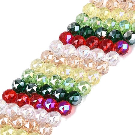 Electroplate Transparent Glass Beads Strands EGLA-Q135-8MM-C08-1