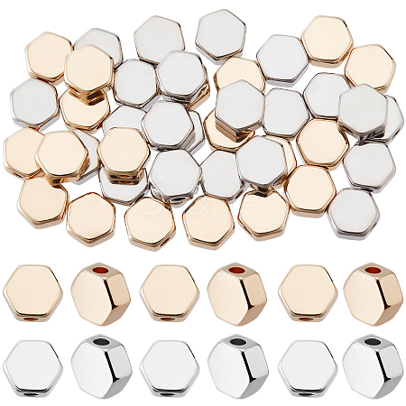 50Pcs 2 Colors Brass Beads KK-BBC0016-51-1