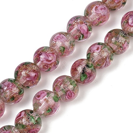 Handmade Glod Sand Lampwork Beads Strands LAMP-B028-03A-10mm-1