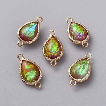 Resin Imitation Shell/Opal Connector Charms LS-RESI-WH0035-61G-1