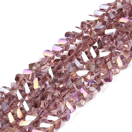 Electroplate Transparent Glass Beads Strands EGLA-Q139-01A-A14-1