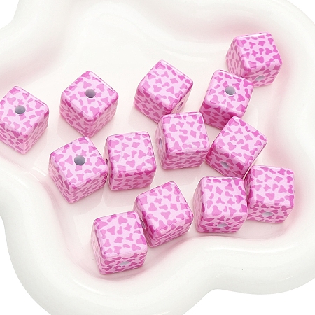 Acrylic Square Floral Beads PW-WGD1F08-02-1