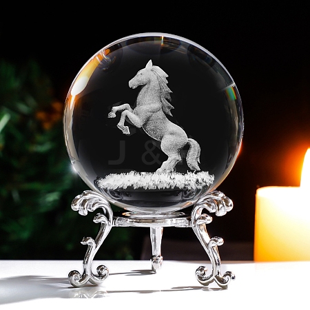 Inner Carving 12 Chinese Zodiac Signs Glass Crystal Ball Diaplay Decoration PW-WG32D61-13-1