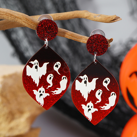 Acrylic Ghost Halloween Pendant DIY Keychain Stud Earrings Accessories DI2414-5-1