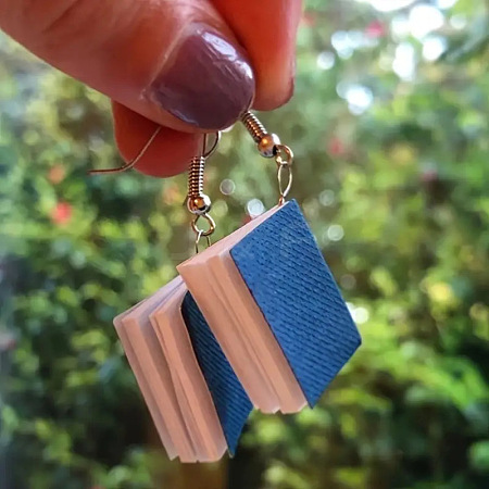 Alloy with Paper Book Dangle Earrings FS-WGE52F3-01-1
