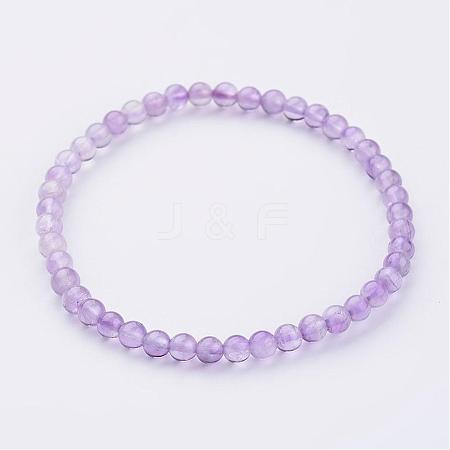 Natural Amethyst Beaded Stretch Bracelets BJEW-JB02459-09-1