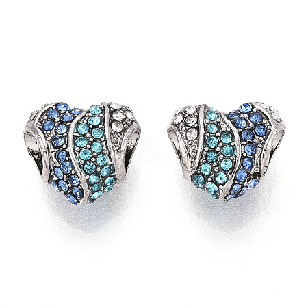 Alloy Rhinestone European Beads FIND-N009-12P-1