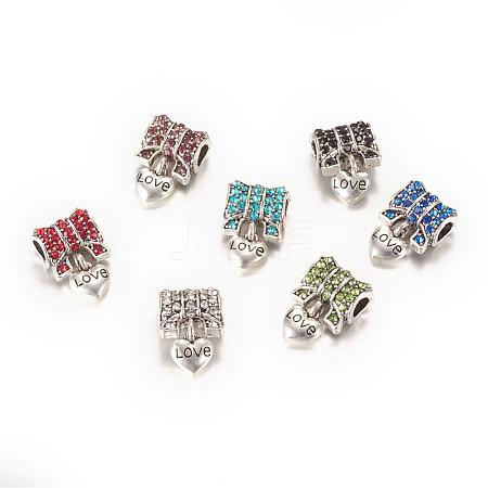 Alloy Rhinestone European Dangle Charms MPDL-S043-M-1