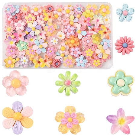 100Pcs 8 Styles Translucent & Opaque Resin Cabochons RESI-FS0002-32-1
