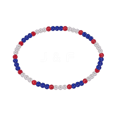 Polymer Clay Rhinestone Round Beaded Necklaces NJEW-SW00049-01-1