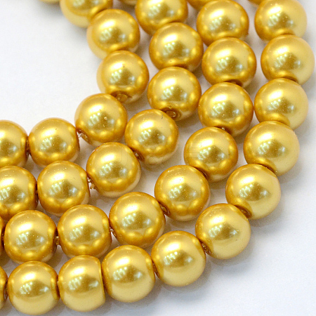 Baking Painted Pearlized Glass Pearl Round Bead Strands X-HY-Q003-10mm-31-1