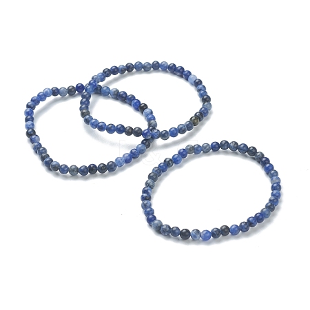 Natural Sodalite Beaded Stretch Bracelets BJEW-A117-A-36-1