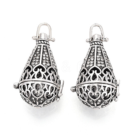 Rack Plating Brass Cage Pendants KK-S751-067AS-1