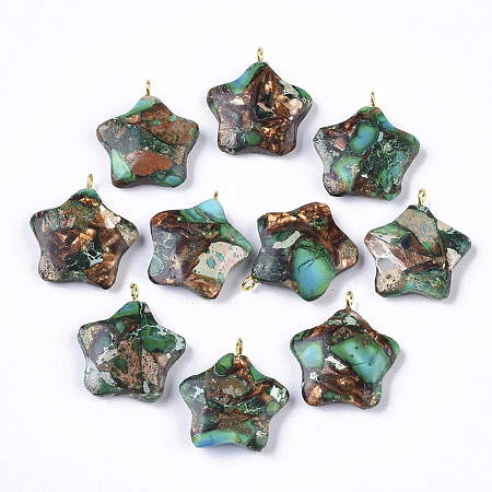 Assembled Synthetic Imperial Jasper and Bronzite Pendants G-S366-002F-1