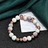 Ion Plating(IP) 304 Stainless Steel & Dyed Round Jade Beaded Bracelets for Women BJEW-M046-01-1