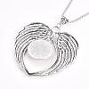 Zinc Tibetan Style Alloy Angel Wing Heart Pendant Necklaces NJEW-G328-B02-4