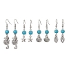 4 Pairs 4 Styles Synthetic Turquoise Beaded Dangle Earrings EJEW-JE05496-S-1