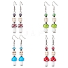 4 Pairs Dyed Synthetic Turquoise and Handmade Lampwork Beads Earrings EJEW-TA00417-1