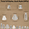 100Pcs 10 Styles Tibetan Styles Alloy Bead Cone & Caps FIND-SP0020-73C-2