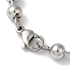 Non-Tarnish 304 Stainless Steel Beads Ball Chain Bracelets for Women BJEW-B092-02A-P-3