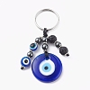 Flat Round Evil Eye Lampwork Keychain KEYC-JKC00243-2